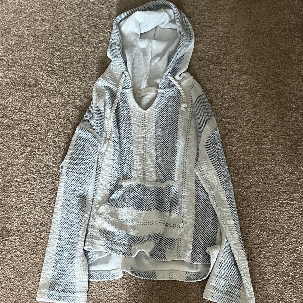 Ocean Drive Blue and White Knit Hoodie